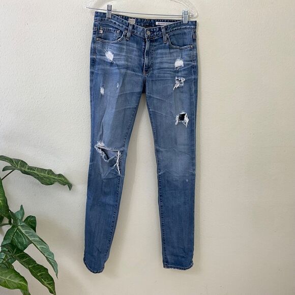 AG Adriano Goldschmied Women's Premiere Skinny Straight Size 29R Distressed jean - Picture 1 of 11